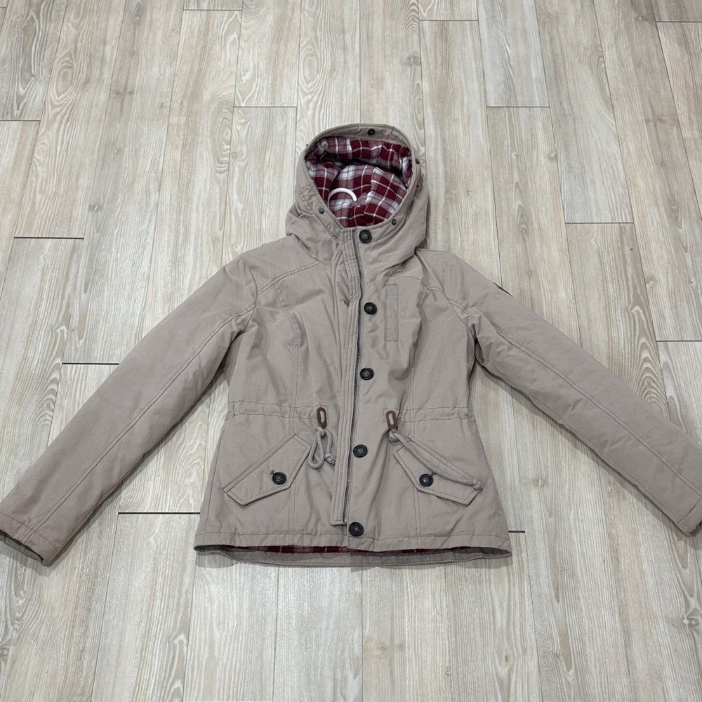 Hollister Kids Tan Puffer Jacket with Hood